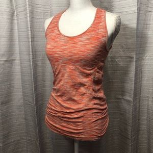 [ Athleta ] Coral Orange/Gray Heather Ruched Tank